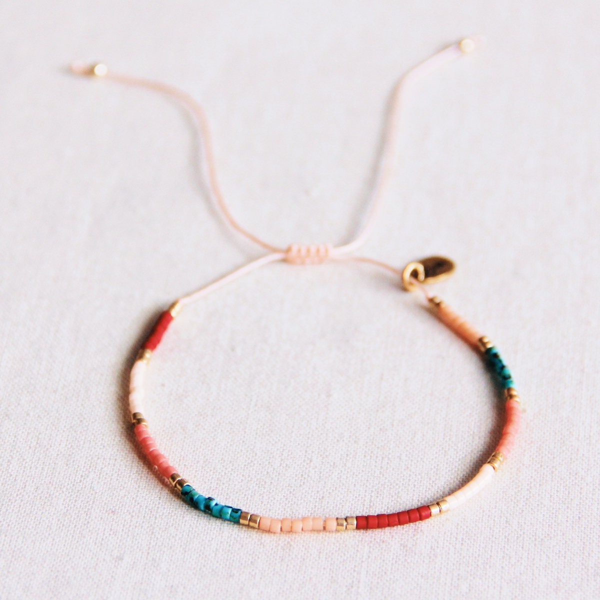 Miyuki armband zalm/nude/bordeaux/turkoois
