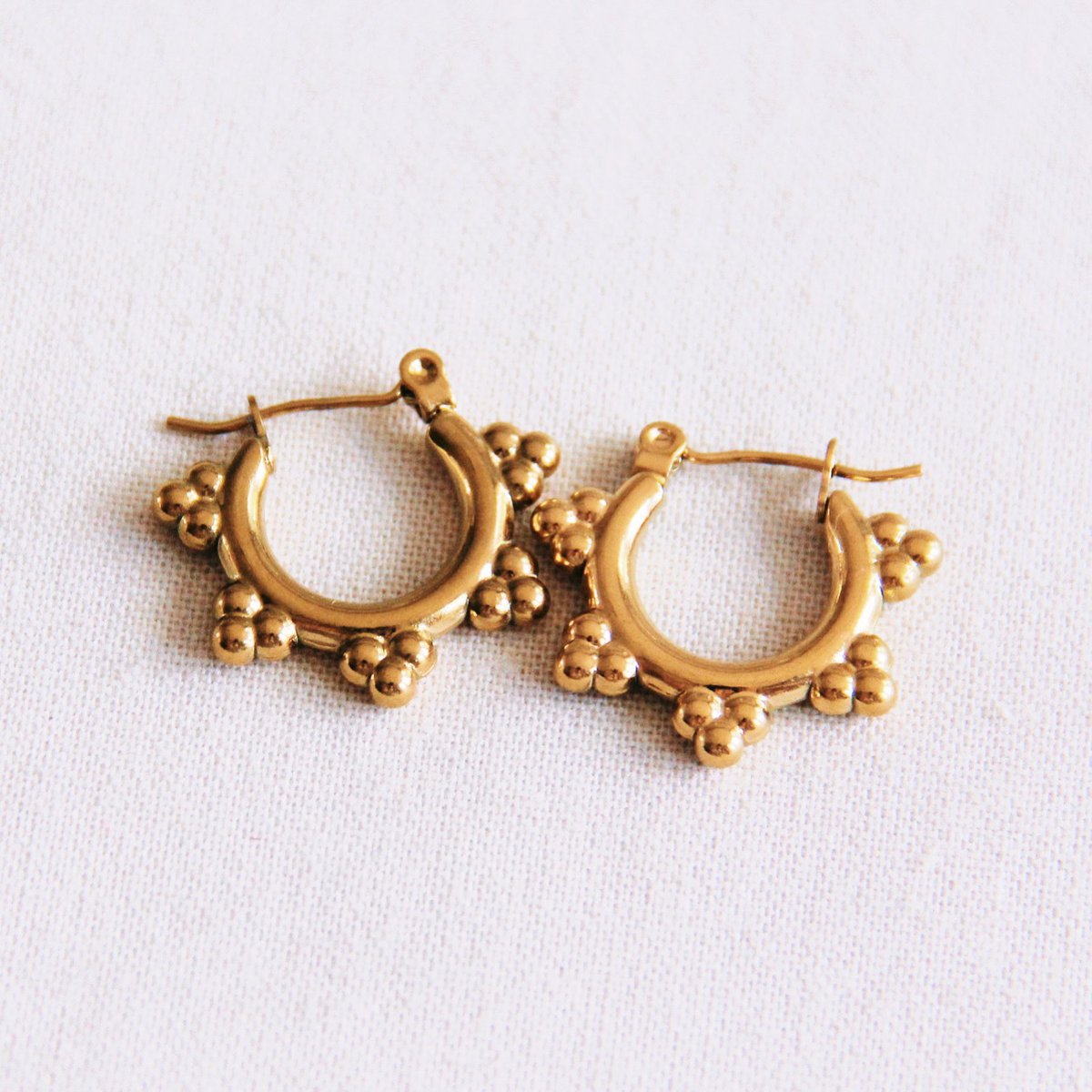 RVS oorbel balibead - goud