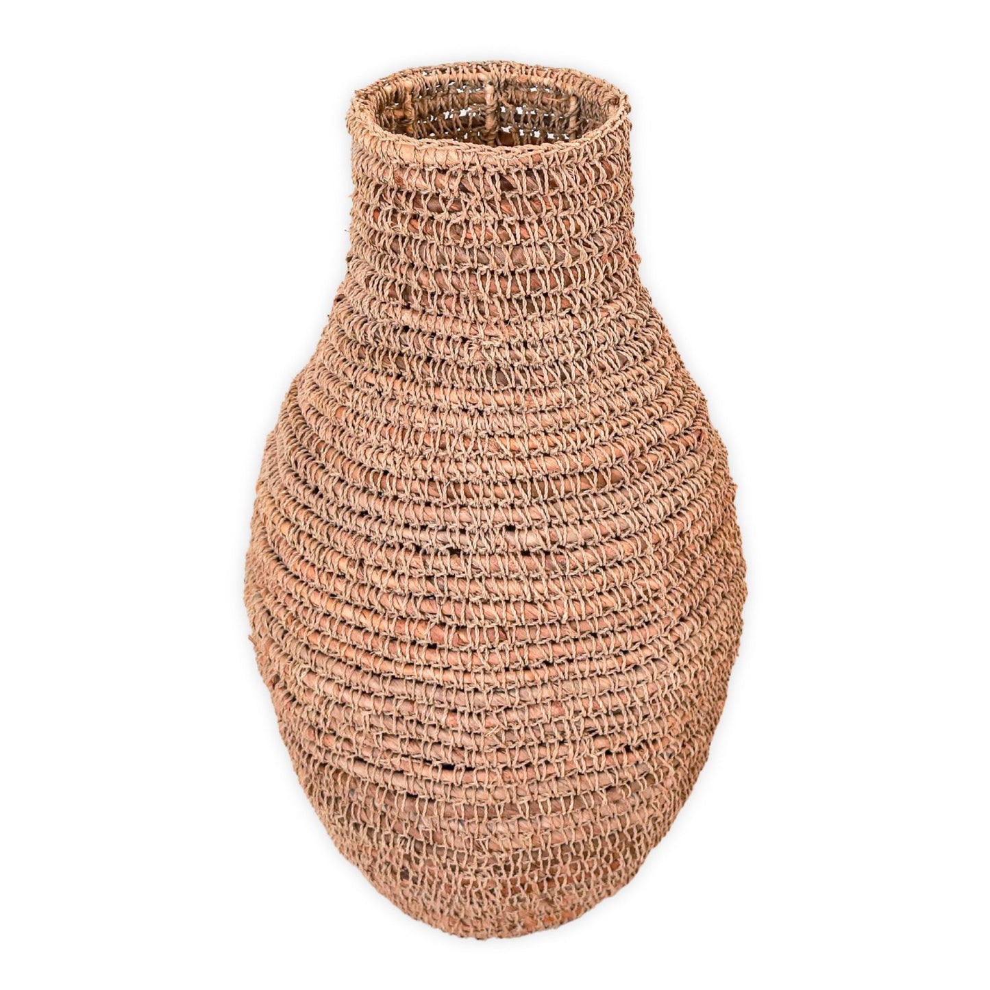 Geweven Boho Vaas SAKRA gemaakt van Bananenvezel en Raffia