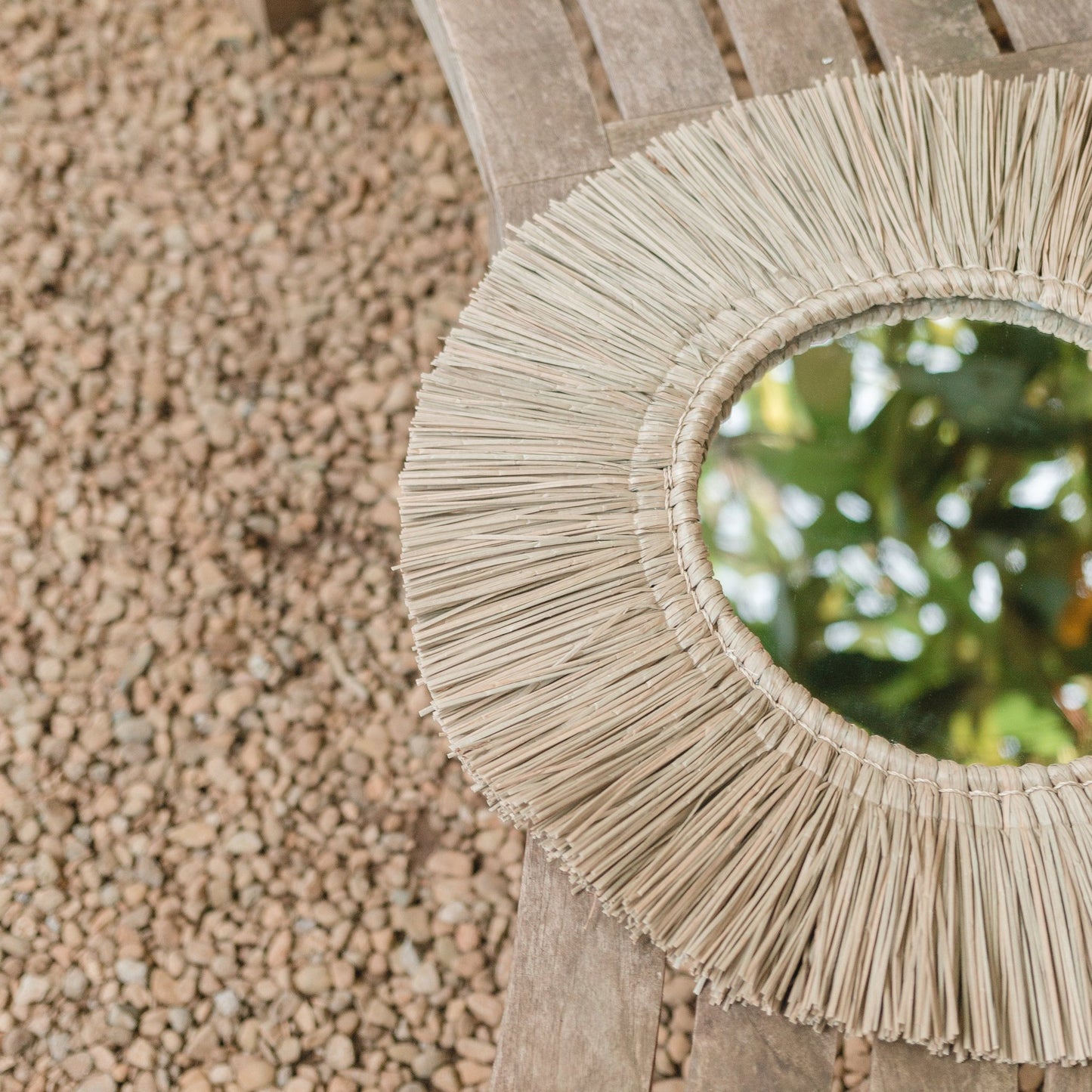 Wandspiegel van Zeegras Rond met 60 cm Diameter RIMBA