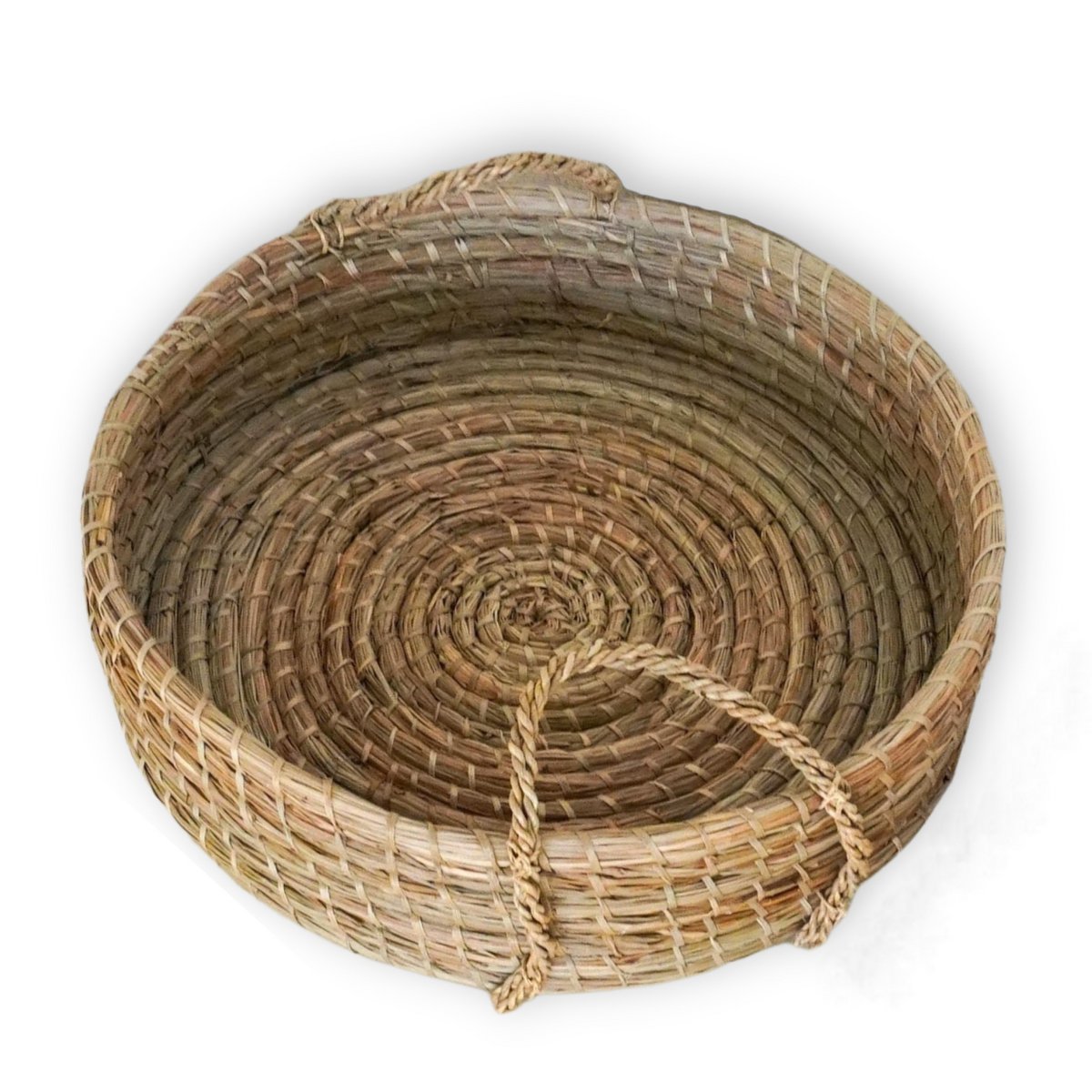 Rond dienblad geweven van zeegras PINTU decoratief dienblad (2 maten)
