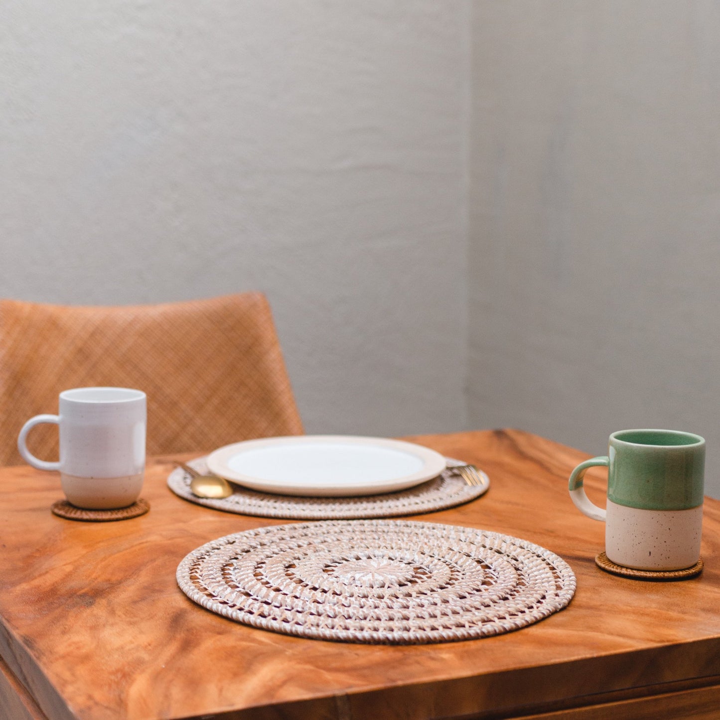 Placemat (Set van 2, 4 of 6) ILUH 35 cm | Boho tafelmat gemaakt van rotan