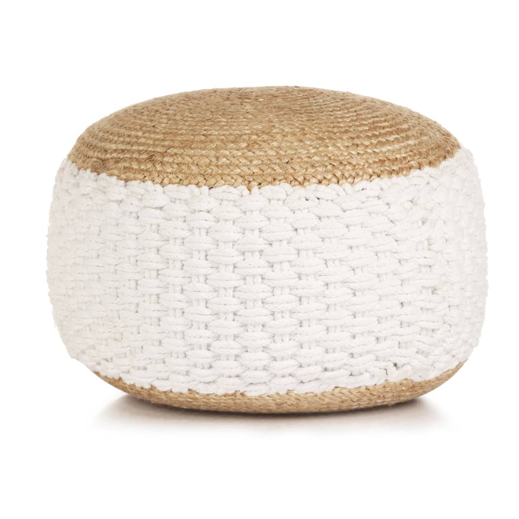 Poef Geweven/Gebreid 50X35 Cm Jute Katoen Wit