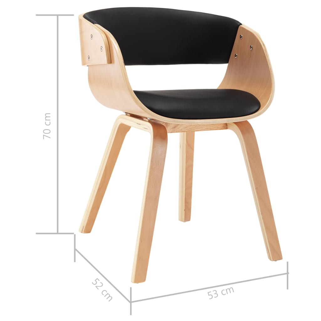 Eetkamerstoelen 4 st gebogen hout en kunstleer zwart