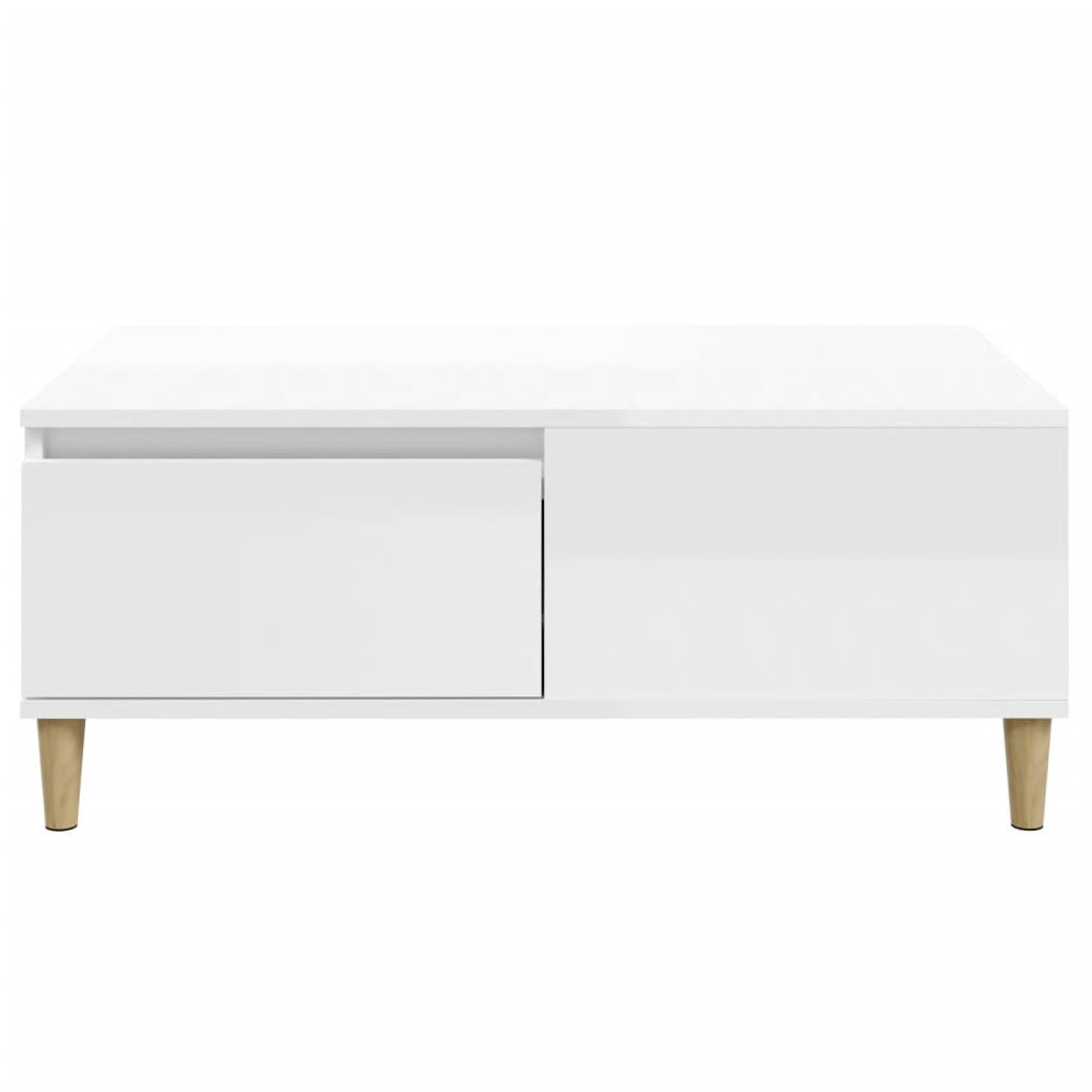Salontafel 90X50X36,5 Cm Bewerkt Hout Hoogglans Wit