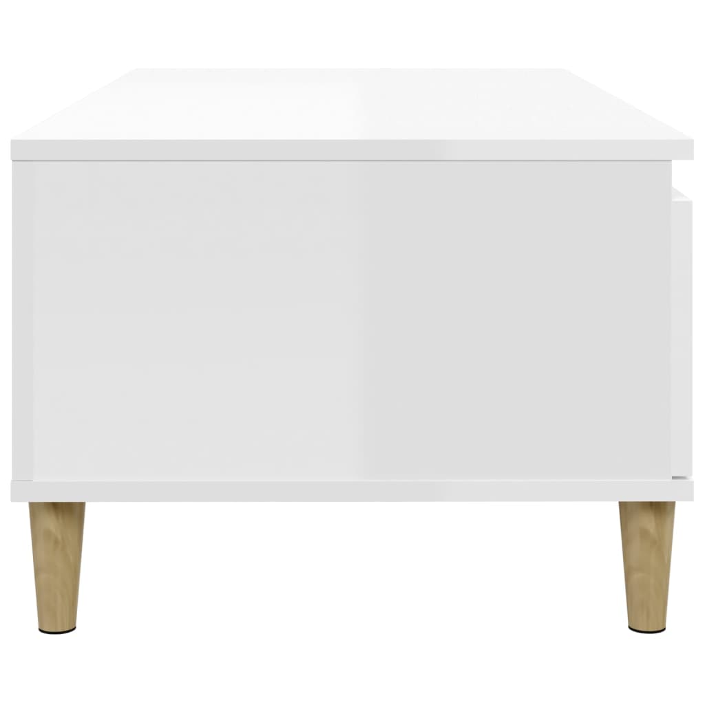 Salontafel 90X50X36,5 Cm Bewerkt Hout Hoogglans Wit