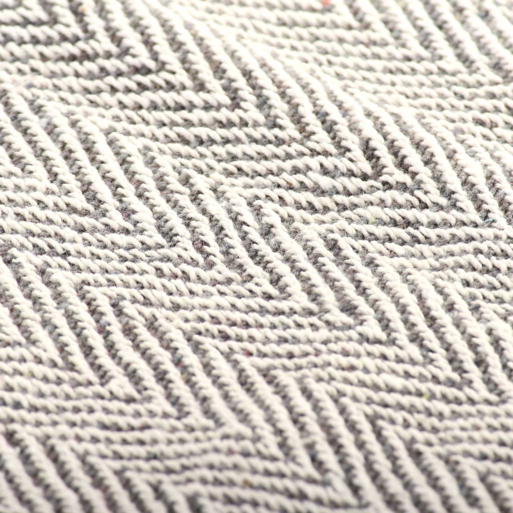 Plaid Visgraat 220X250 Cm Katoen Grijs