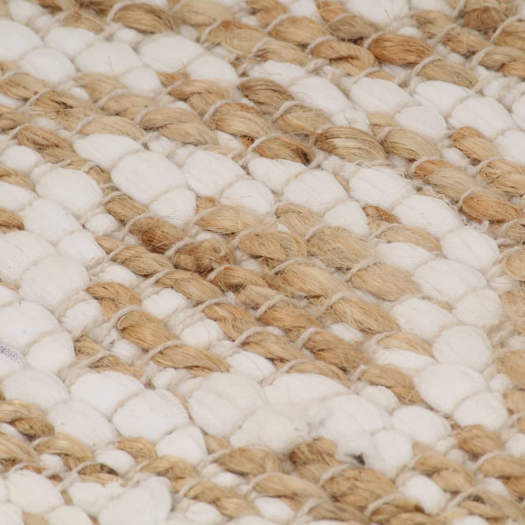 Vloerkleed 120X180 Cm Handgeweven Jute Natuurlijk En Wit