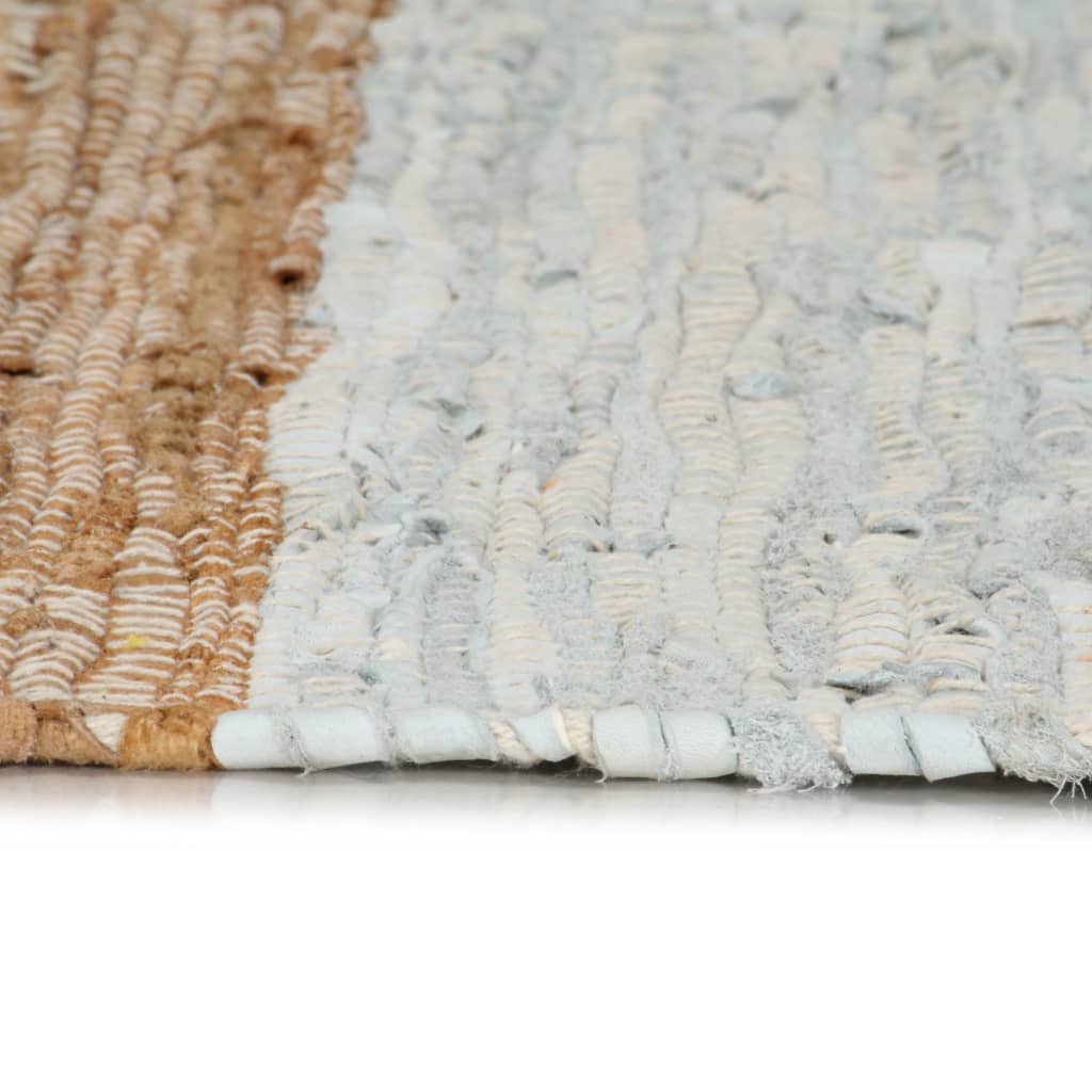 Vloerkleed Chindi Handgeweven 190X280 Cm Leer Lichtgrijs En Tan