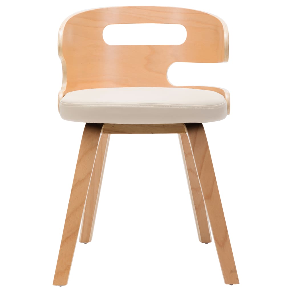 Eetkamerstoelen 2 st gebogen hout en kunstleer crèmekleurig