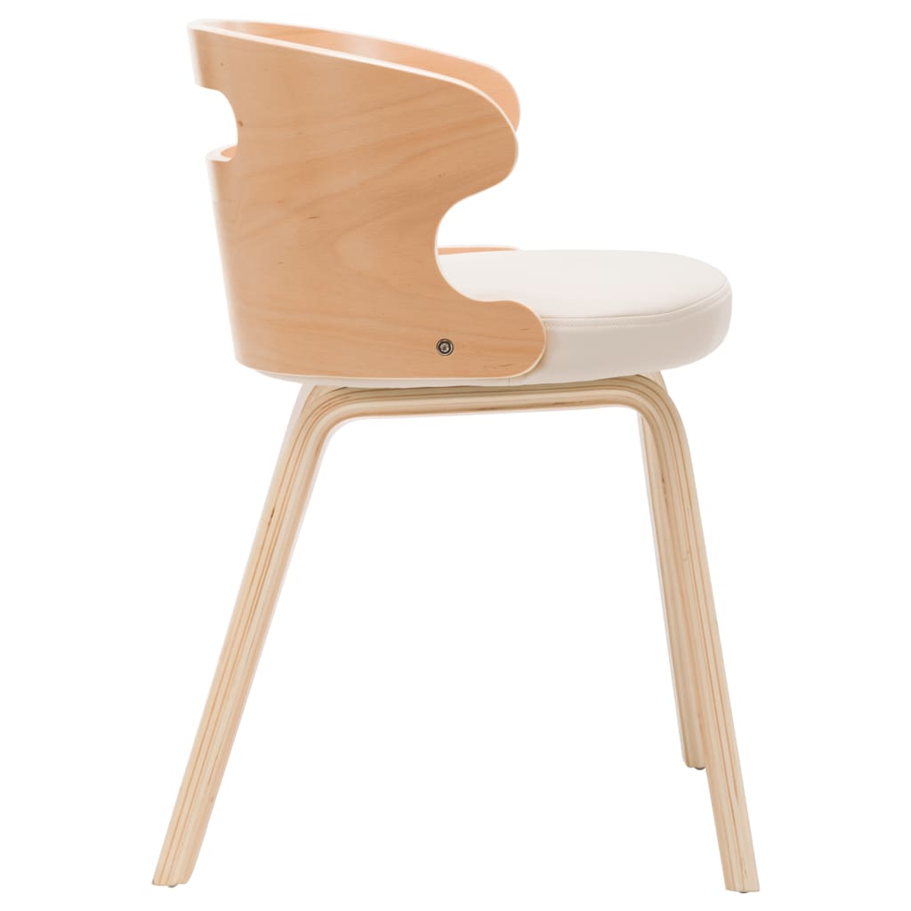Eetkamerstoelen 2 st gebogen hout en kunstleer crèmekleurig