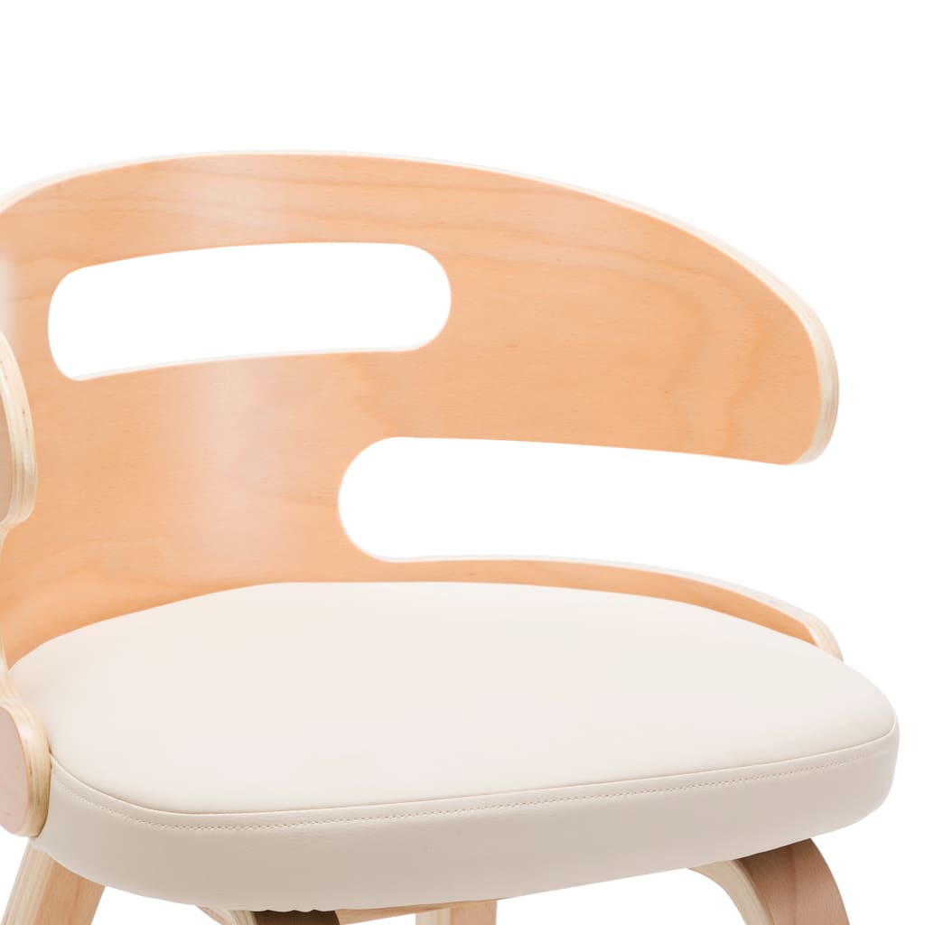 Eetkamerstoelen 2 st gebogen hout en kunstleer crèmekleurig