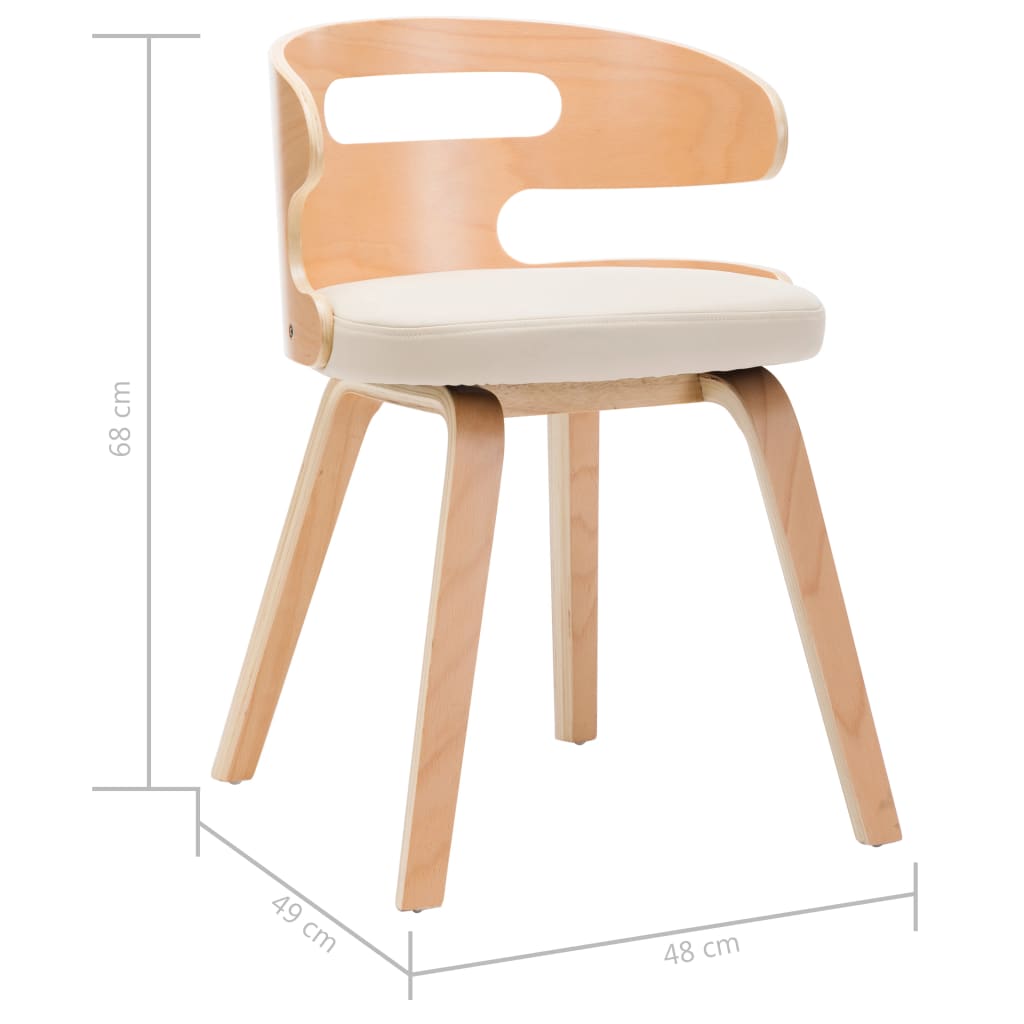 Eetkamerstoelen 2 st gebogen hout en kunstleer crèmekleurig