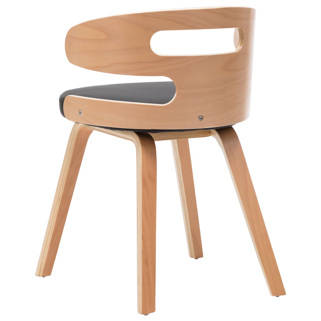 Eetkamerstoelen 2 st gebogen hout en kunstleer zwart