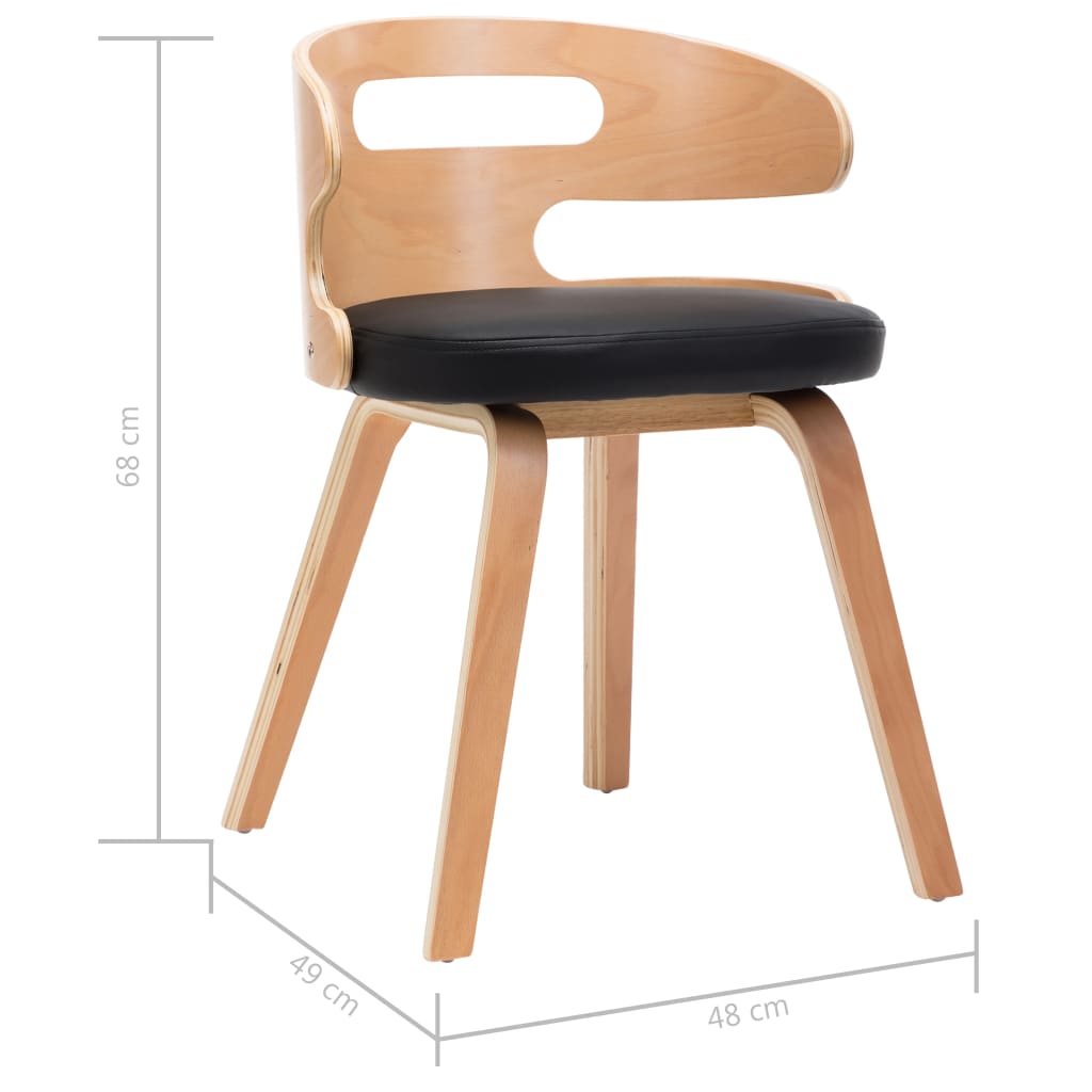 Eetkamerstoelen 2 st gebogen hout en kunstleer zwart