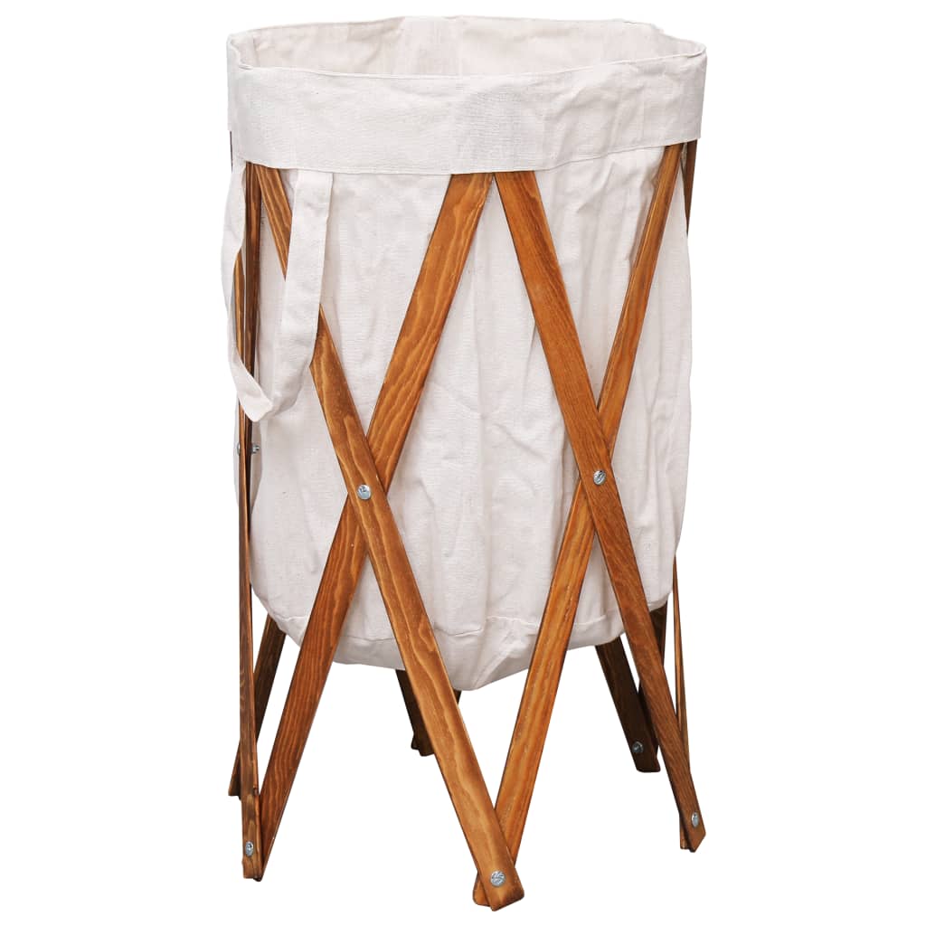 Wasmand Inklapbaar Hout En Stof Crème