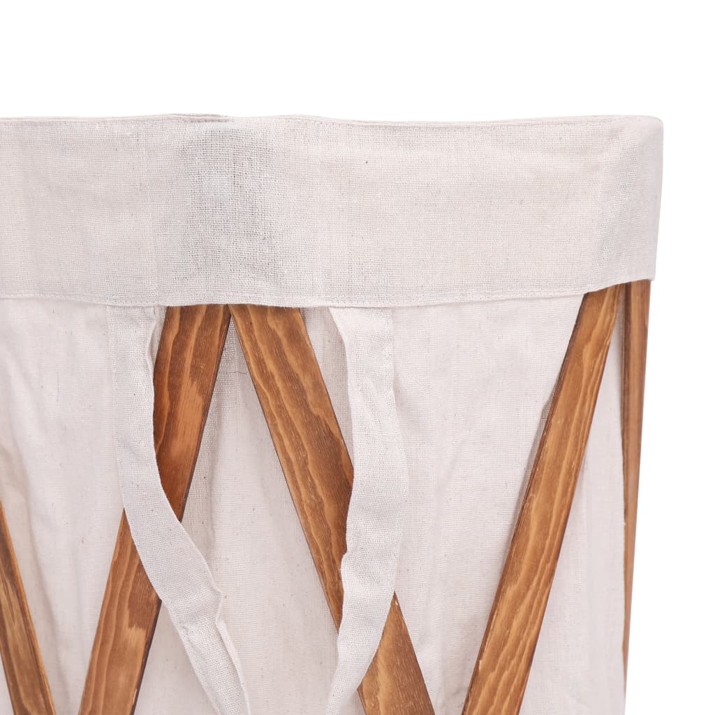 Wasmand Inklapbaar Hout En Stof Crème