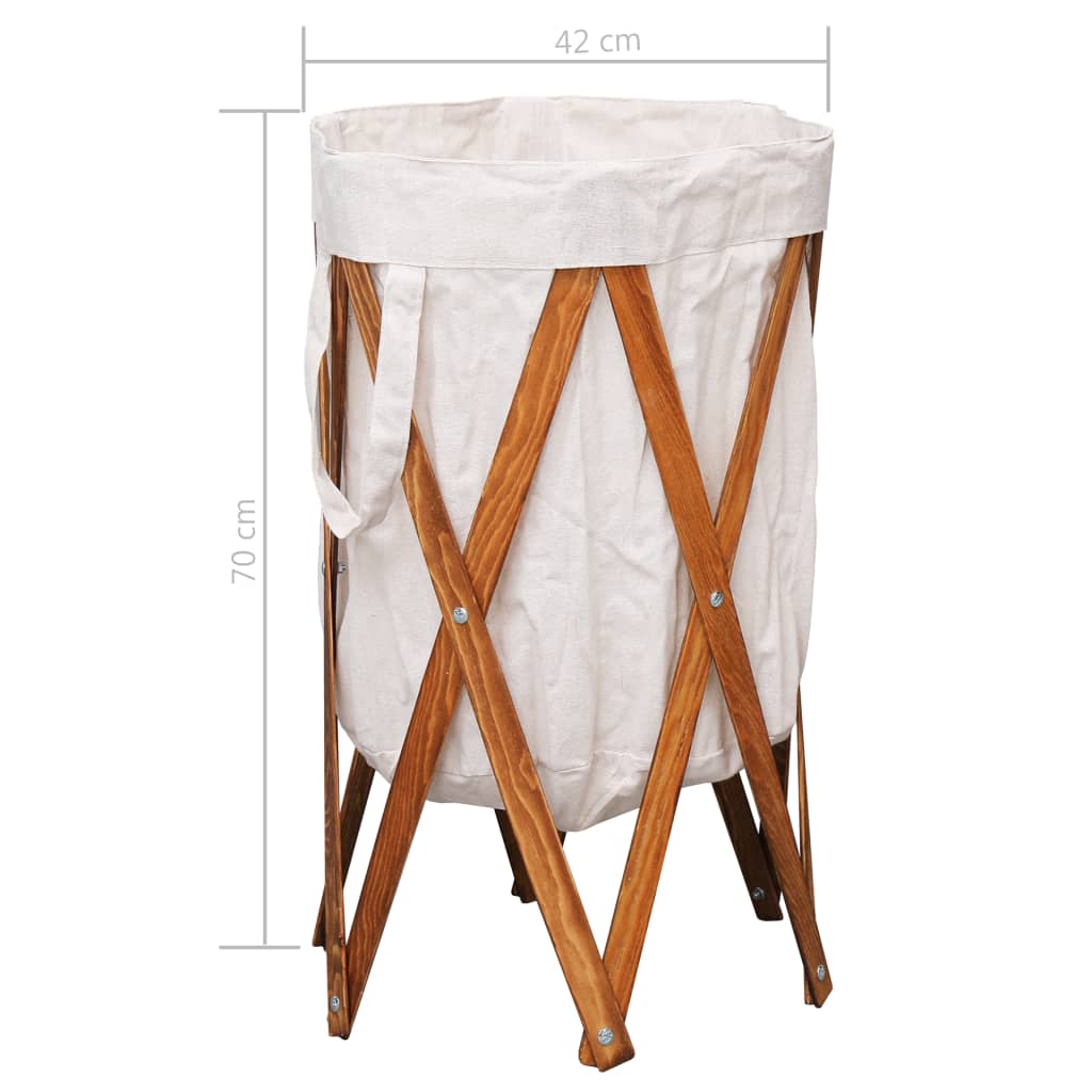 Wasmand Inklapbaar Hout En Stof Crème