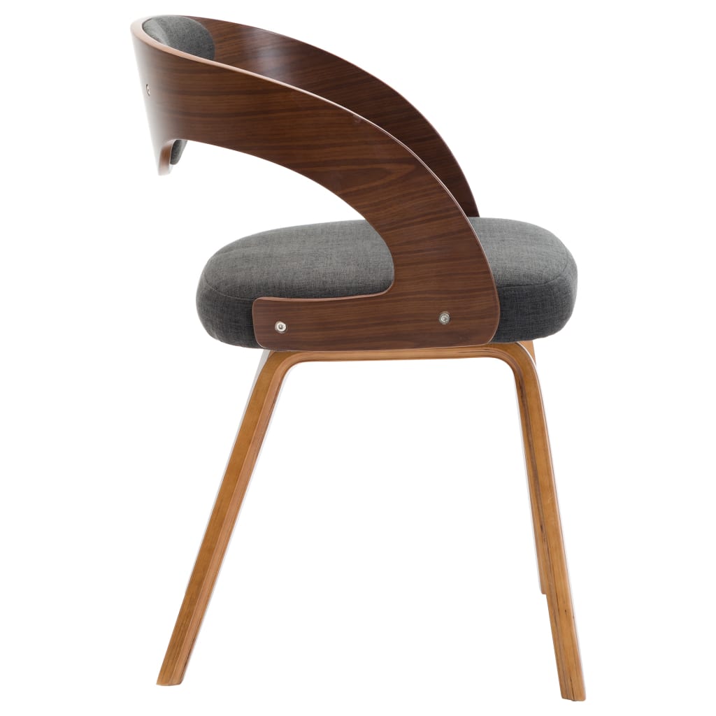 Eetkamerstoelen 4 st gebogen hout en stof donkergrijs