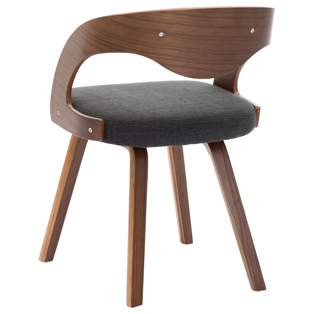 Eetkamerstoelen 4 st gebogen hout en stof donkergrijs