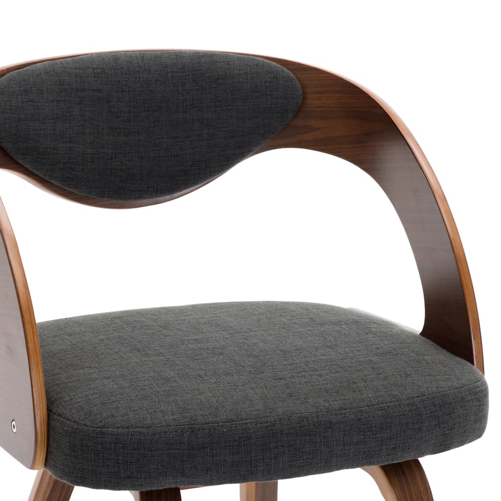 Eetkamerstoelen 4 st gebogen hout en stof donkergrijs