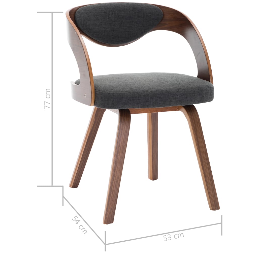 Eetkamerstoelen 4 st gebogen hout en stof donkergrijs