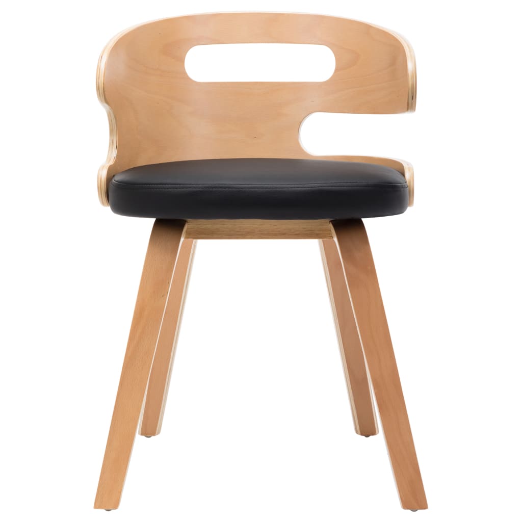 Eetkamerstoelen 4 st gebogen hout en kunstleer zwart