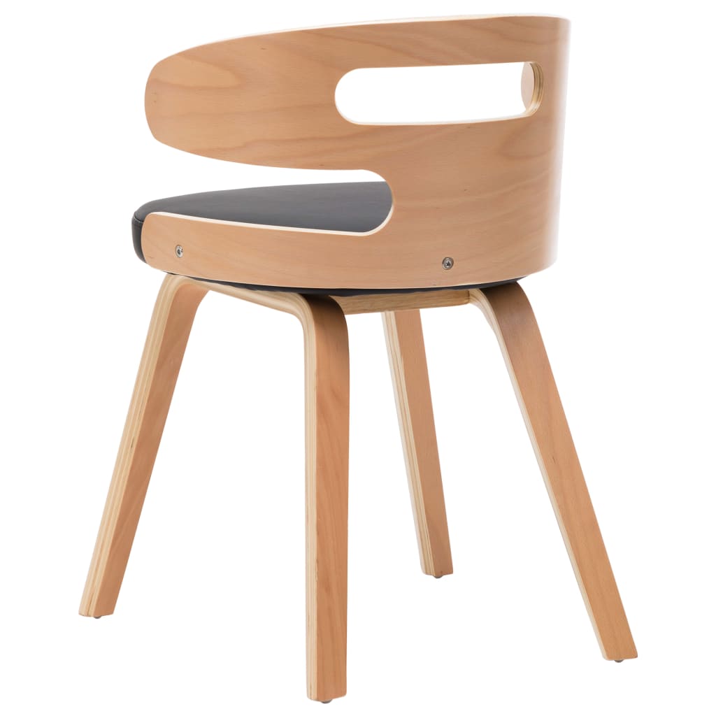 Eetkamerstoelen 4 st gebogen hout en kunstleer zwart