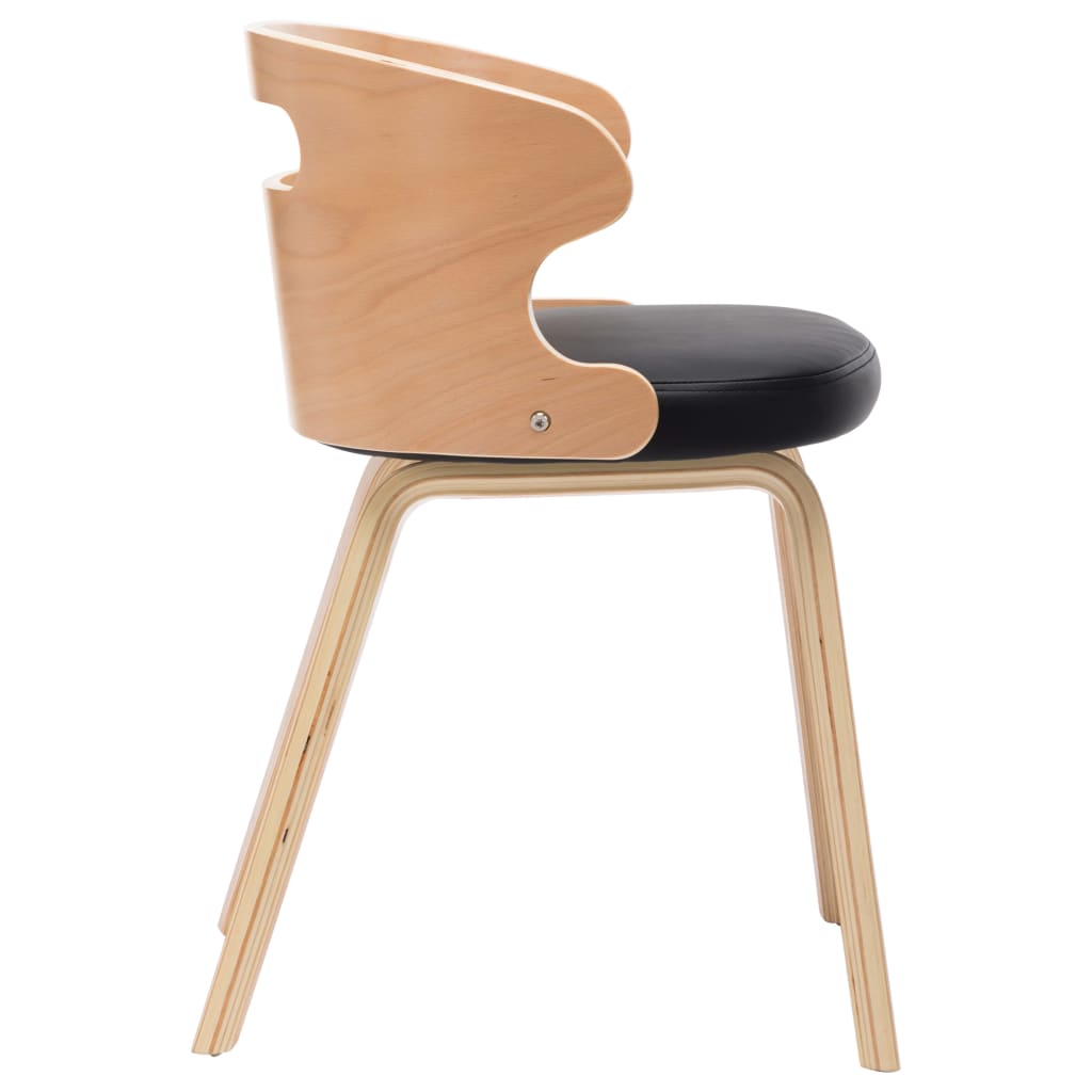 Eetkamerstoelen 4 st gebogen hout en kunstleer zwart