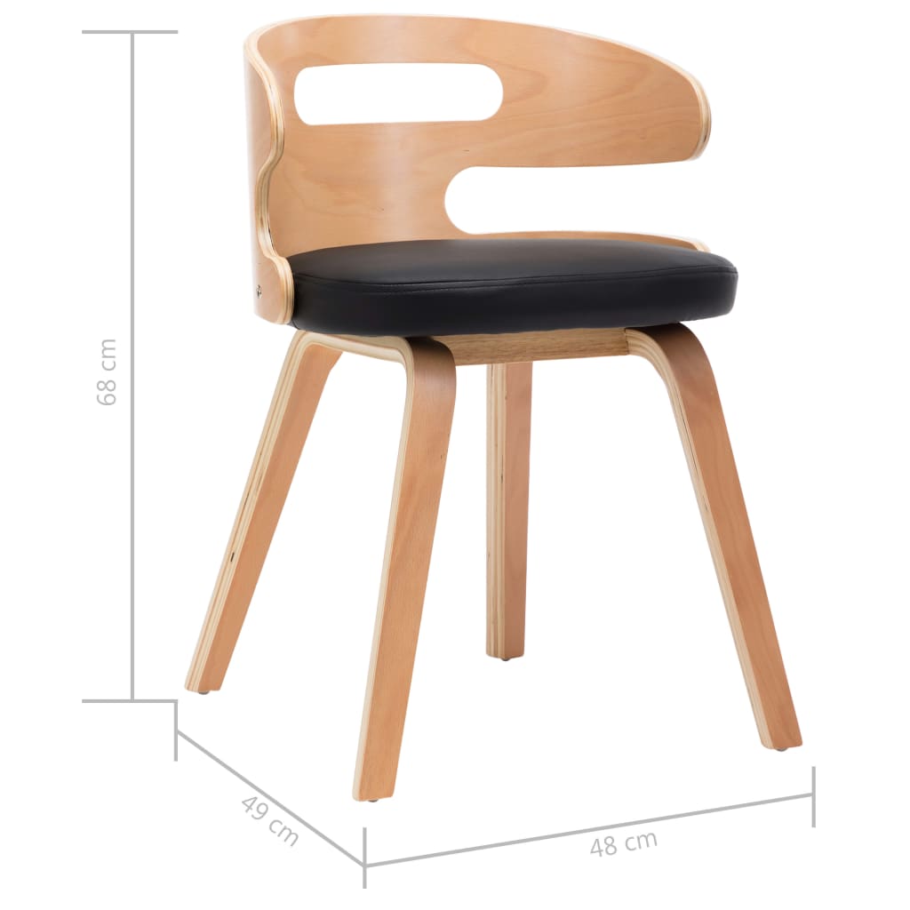 Eetkamerstoelen 4 st gebogen hout en kunstleer zwart