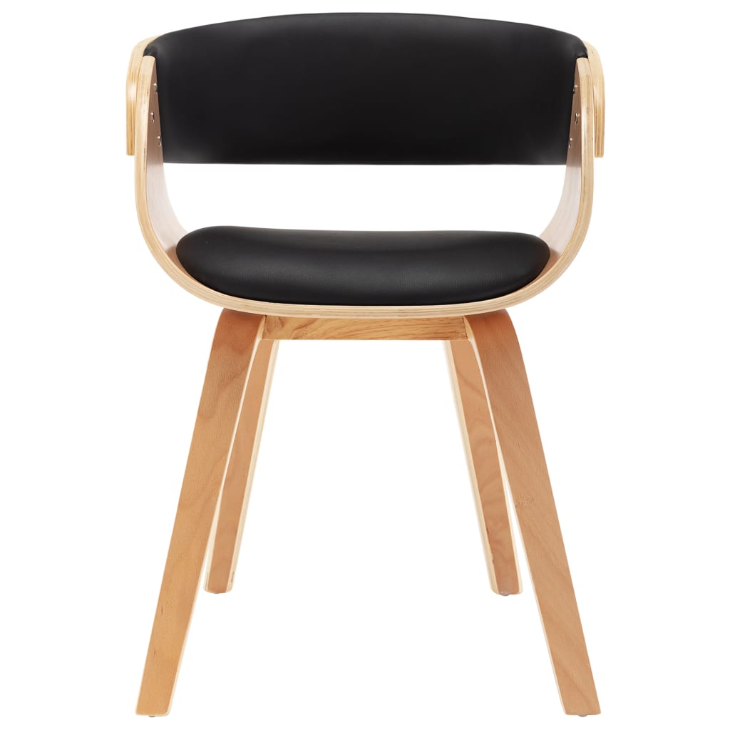 Eetkamerstoelen 4 st gebogen hout en kunstleer zwart