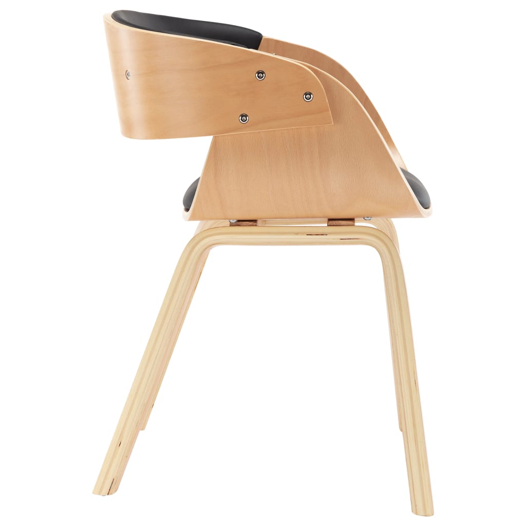 Eetkamerstoelen 4 st gebogen hout en kunstleer zwart