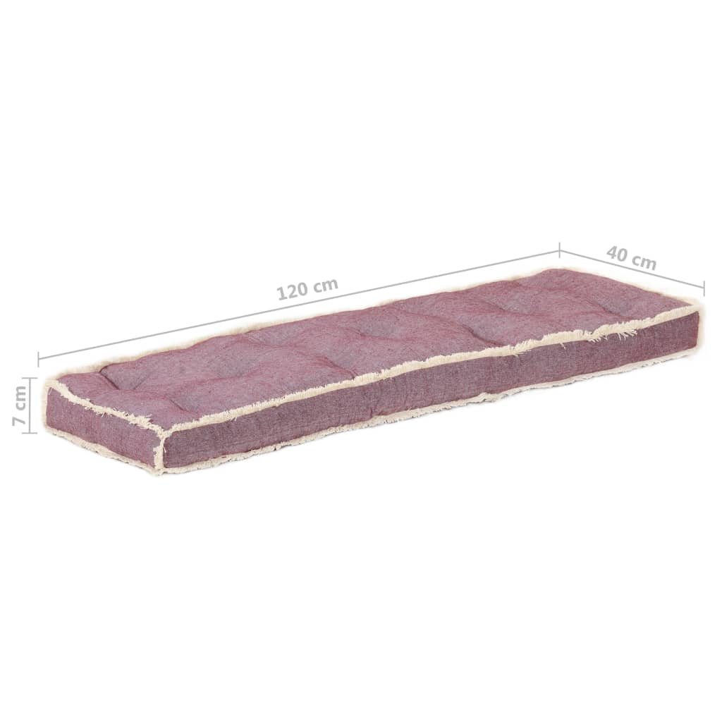 Bankkussen pallet 120x40x7 cm bordeauxrood