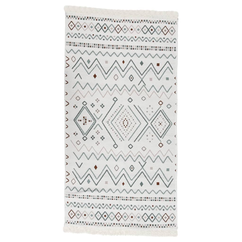 Vloerkleed 80X300 Cm Katoen Beige En Blauw
