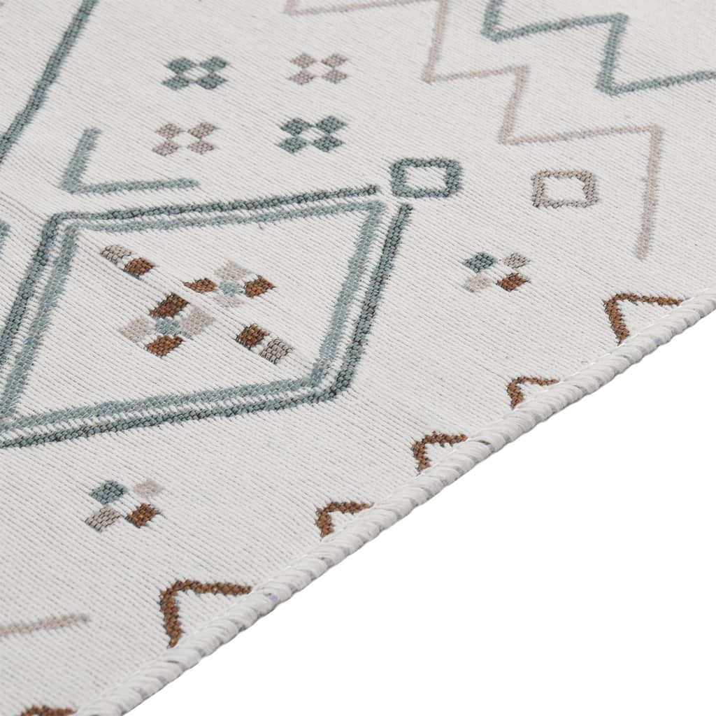 Vloerkleed 80X300 Cm Katoen Beige En Blauw