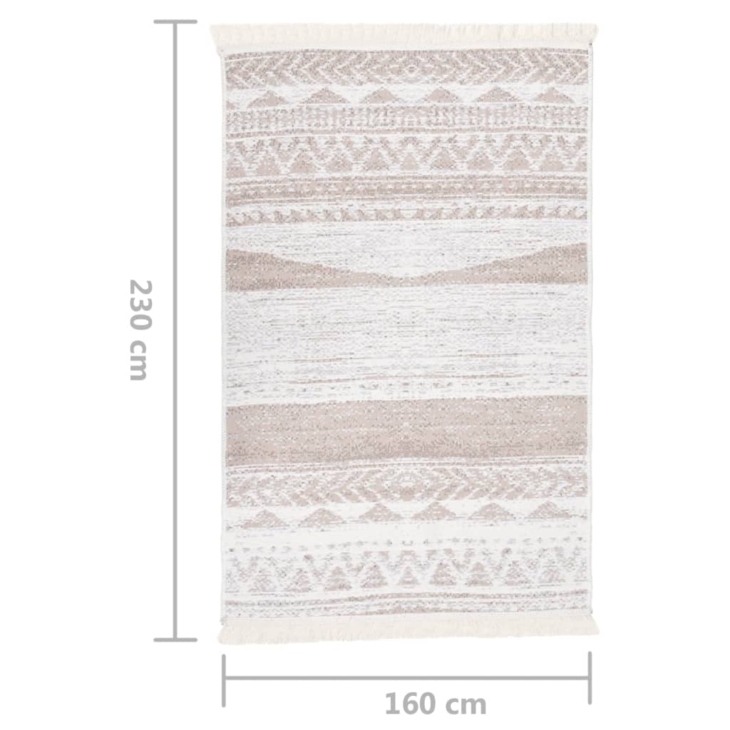 Vloerkleed 160X230 Cm Katoen Beige