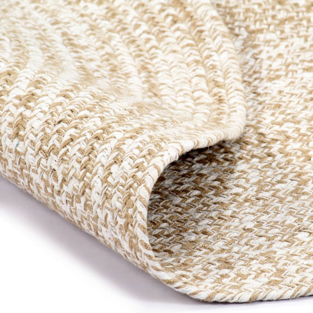 Vloerkleed Handgemaakt 210 Cm Jute Wit En Bruin