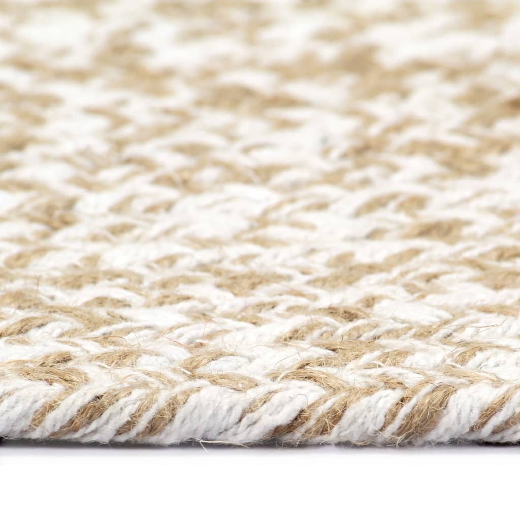 Vloerkleed Handgemaakt 210 Cm Jute Wit En Bruin