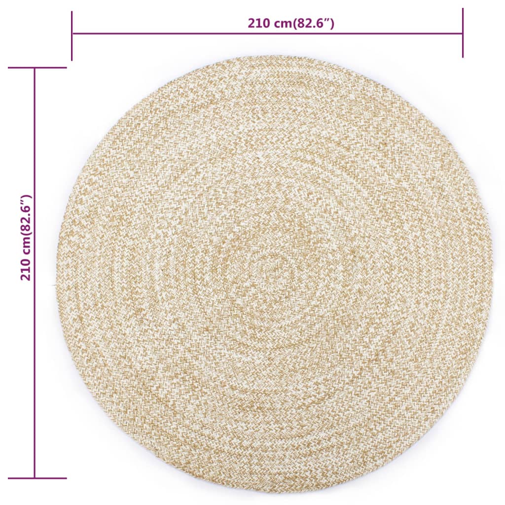 Vloerkleed Handgemaakt 210 Cm Jute Wit En Bruin