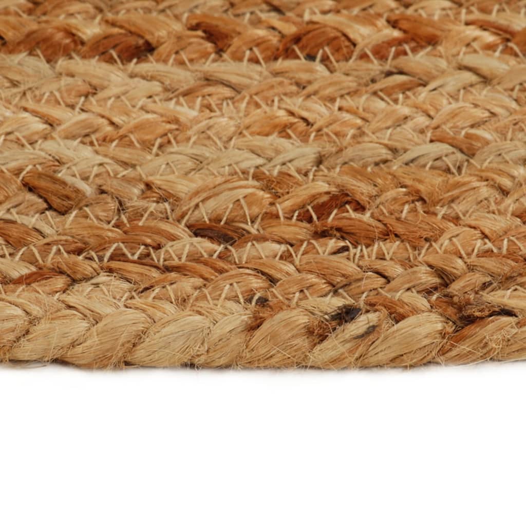 Vloerkleed Met Kwastjes Gevlochten Rond 120 Cm Jute