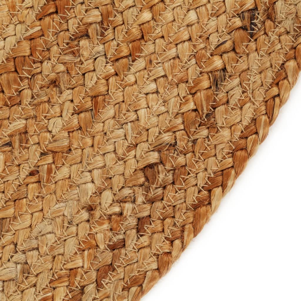 Vloerkleed Met Kwastjes Gevlochten Rond 120 Cm Jute