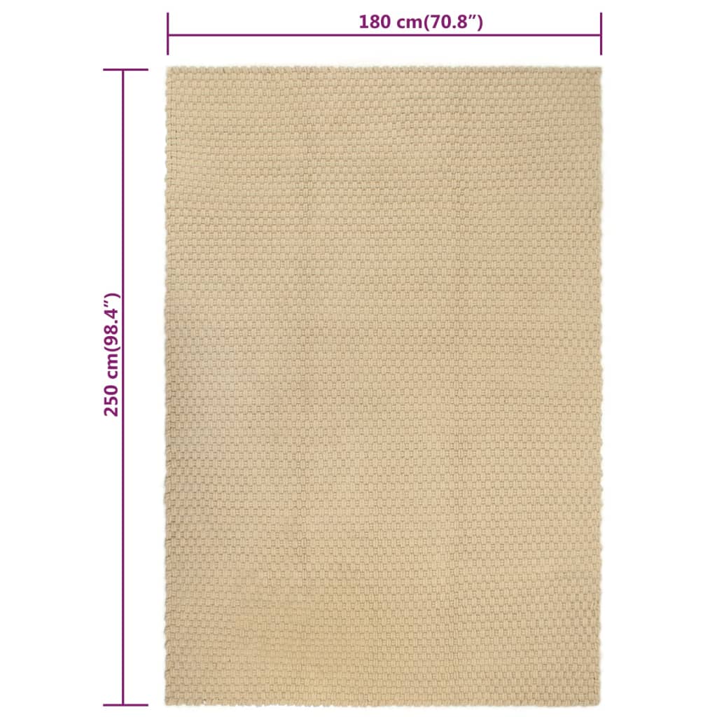Vloerkleed Rechthoekig 180X250 Cm Katoen Naturel