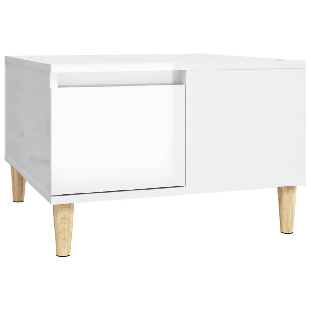 Salontafel 55X55X36,5 Cm Bewerkt Hout Hoogglans Wit