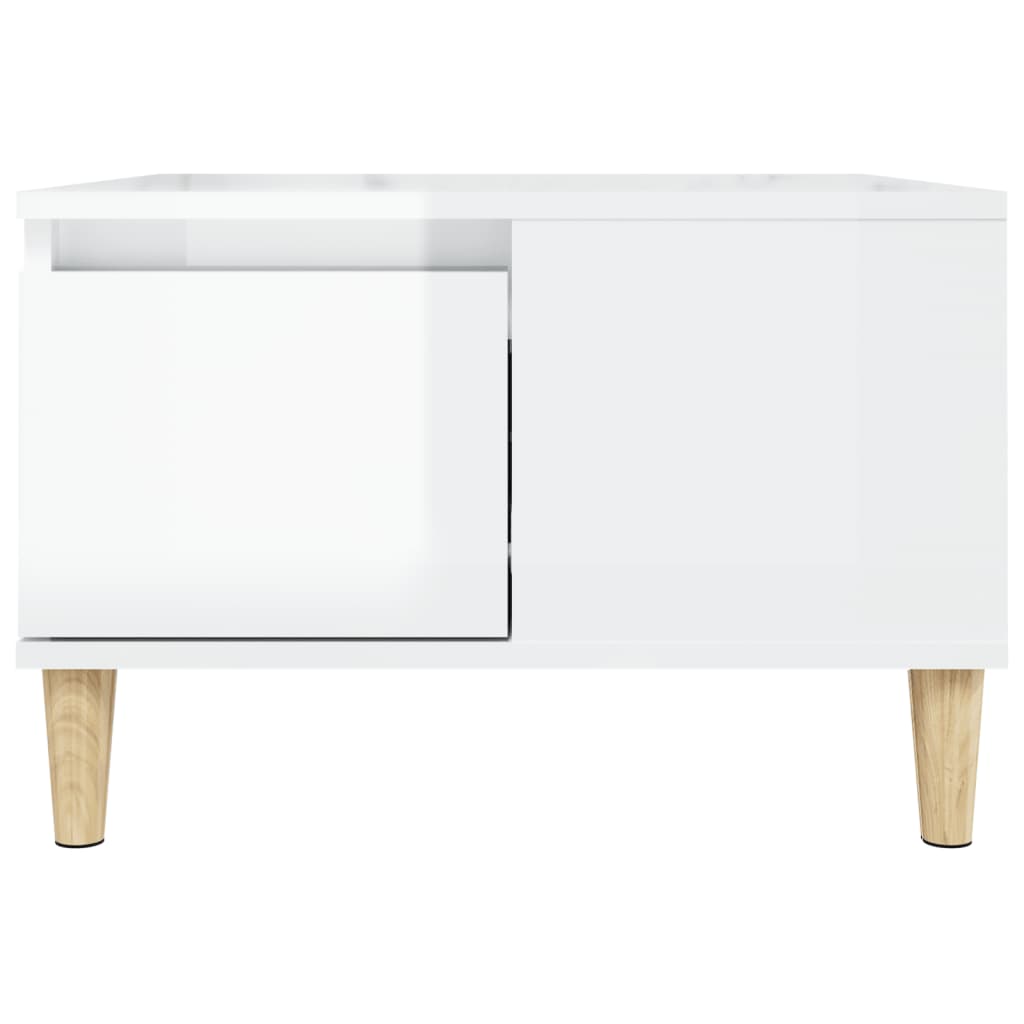 Salontafel 55X55X36,5 Cm Bewerkt Hout Hoogglans Wit