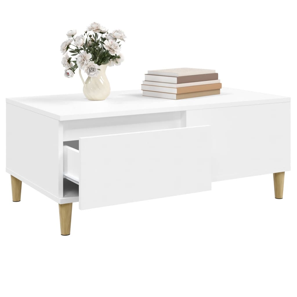 Salontafel 90X50X36,5 Cm Bewerkt Hout Wit
