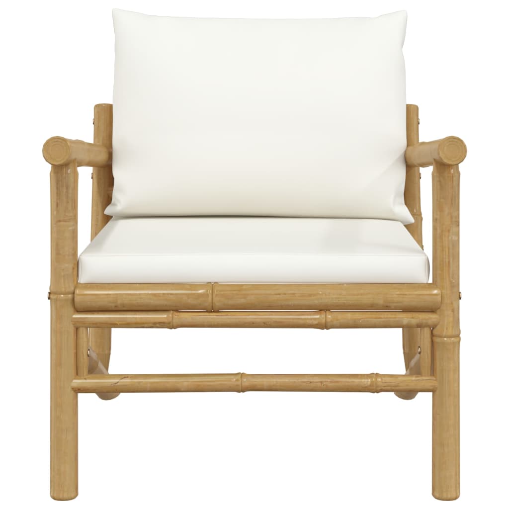 Tuinstoelen 2 St Met Crèmewitte Kussens Bamboe