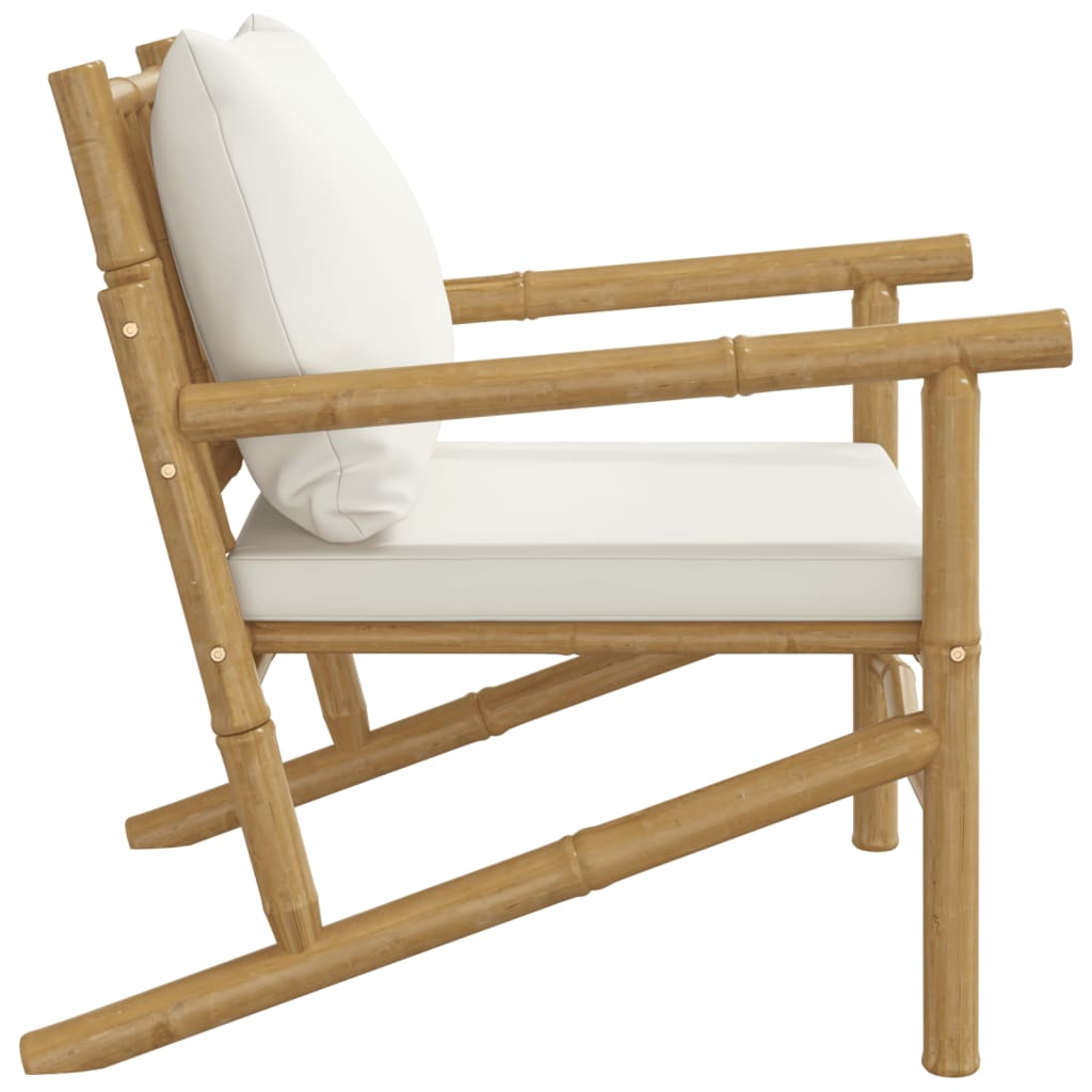 Tuinstoelen 2 St Met Crèmewitte Kussens Bamboe