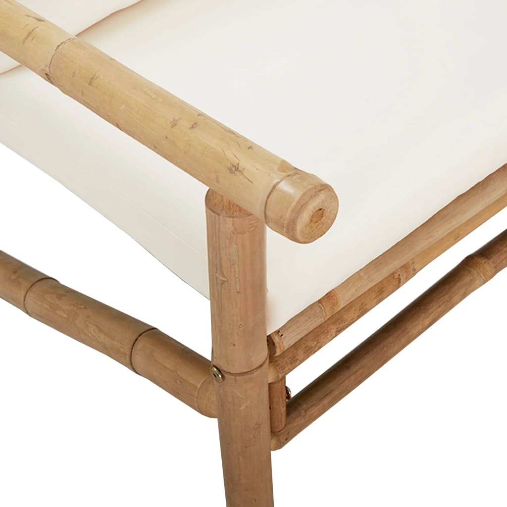 Tuinstoelen 2 St Met Crèmewitte Kussens Bamboe