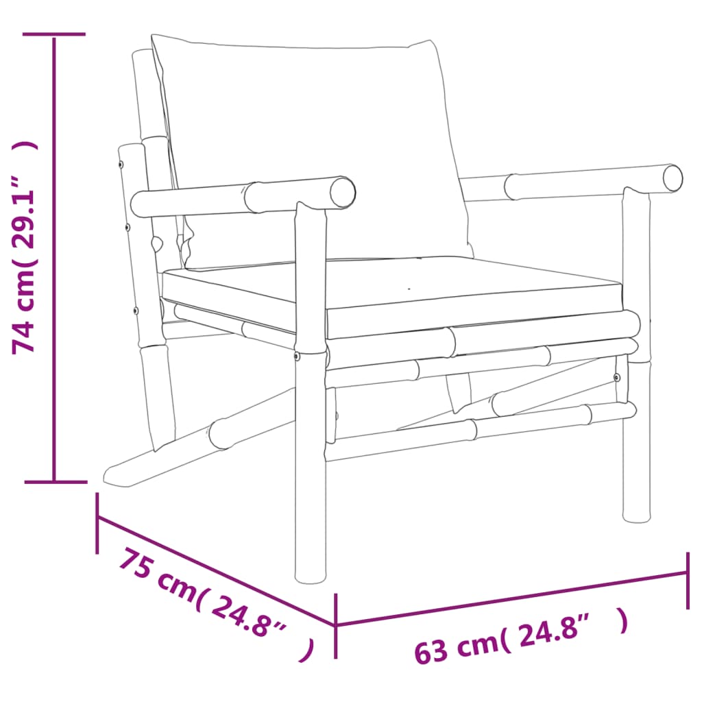 Tuinstoelen 2 St Met Crèmewitte Kussens Bamboe
