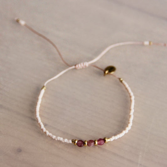Miyuki bracelet with gemstones – nude/old pink/gold